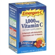 Emergen-C (10 Count, Tropical Flavor) Dietary Supplement Drink Mix with 1000 mg Vitamin C, 0.32 Ounce Packets, Caffeine Free