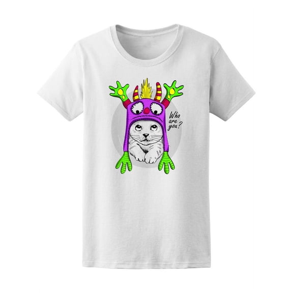 Carnival Funny Mask Cat T-Shirt Women -Image by Shutterstock, Female XX-Large