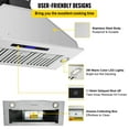 thumbnail image 3 of KFFKFF 36" Stainless Steel Range Hood, 900CFM, 4-Speed Settings, Built-in Kitchen Exhaust with Touch & Remote, LED Lighting, Baffle Filters, Convertible Ducting Options, ETL Certified, 3 of 9