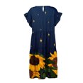 thumbnail image 3 of Puntoco Vestido De Manga Corta Con Cuello En V, Vestido De Verano Para Mujer, Cuello Redondo, Estampado Casual, Manga Corta, Vestido Con Volantes, Azul Oscuro L, 3 of 4