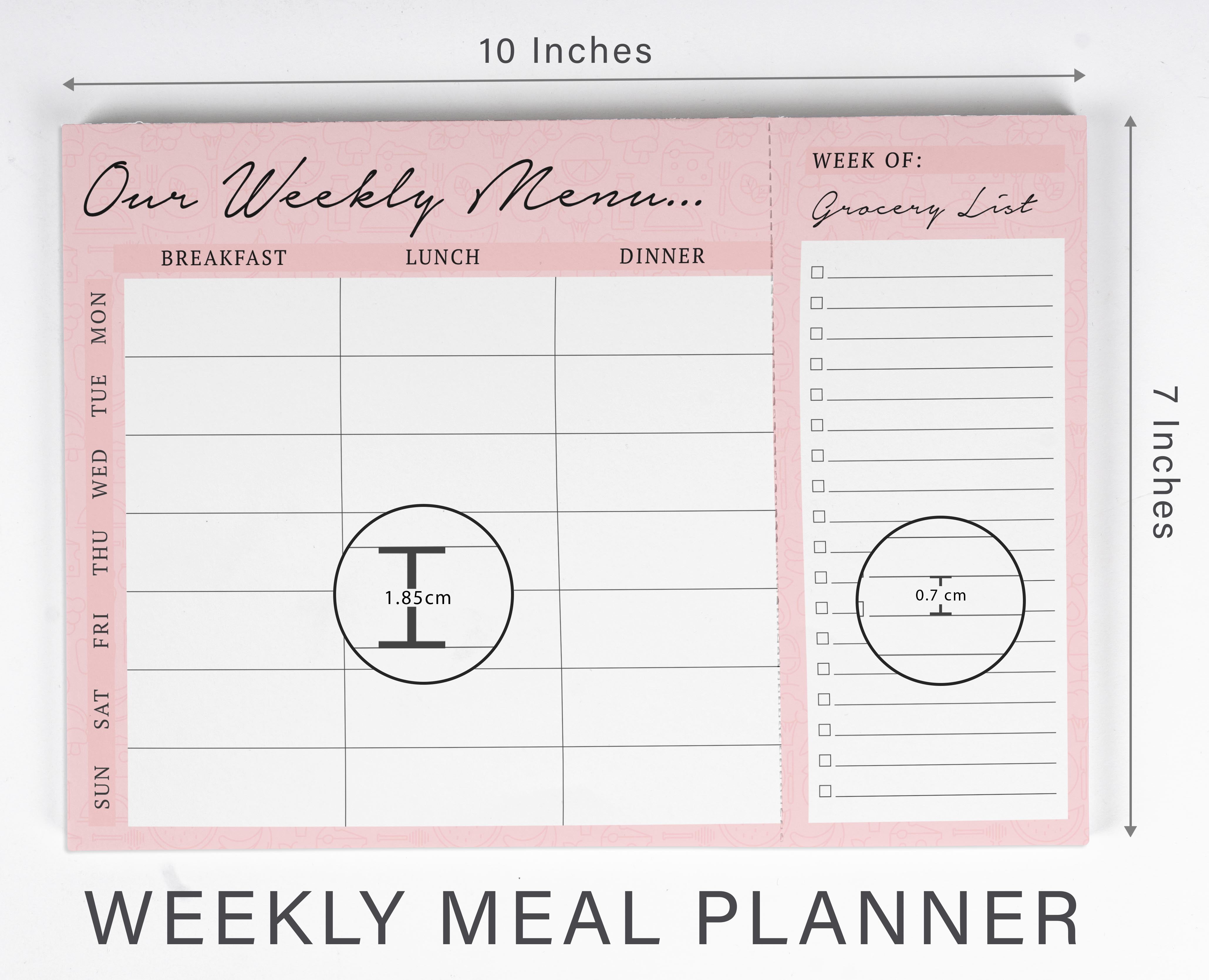Inkdotpot Weekly Meal Planner Notepad 7"x10 , "Our Weekly Menu" Magnetic Meal Planning Pad with Tear Off Grocery Shopping List for Fridge- Kitchen & Home - 54 Sheets -Z9