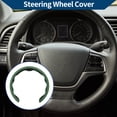 thumbnail image 2 of Funda para volante de cuero artificial PU, protector de volante de automóvil ABS, verde oscuro, 2 of 6