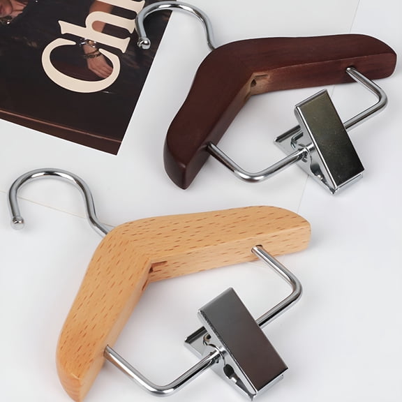 LAMIRO Mini Clothes Hanger Premium Wood Baby Clothes Hanger with Non-Slip Clips Practical Pet Clothes Hook for Home