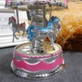thumbnail image 3 of KAKOWELY Luxury Carousel Music Box 3 Horses Rotate LED Light Luminous Rotation (Purple),6.1"X4.13"X4.13", 3 of 4