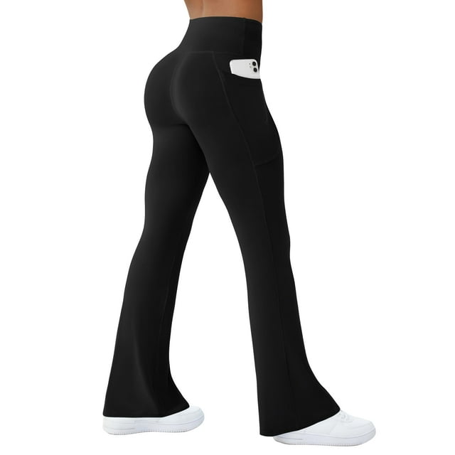 COPYLEAF Pantalón de yoga de cintura alta para mujer con bolsillos talla L