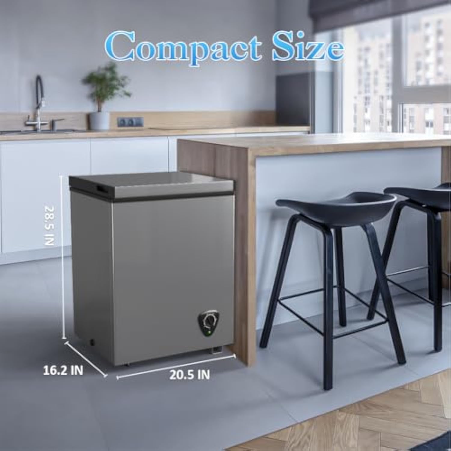 Ecotronic 3.5 Cu.ft Grey Deep Chest Freezer with Adjustable Temperature, Removable Basket, New