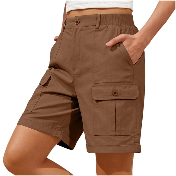 cfhntfmh Bermuda Shorts for Women Summer Casual High Waisted Cargo Shorts Outdoor Beach Vacation Clothes with Pockets