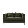 thumbnail image 2 of Spaco 60" Deep Seating Sectional Sofa, 2 Seater Comfort Teddy Fabric Couch, Soft Sitting with 2 Pillows for Living Room, Bedroom, Office, Green, 2 of 11