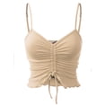 thumbnail image 5 of MixMatchy Women's Tunnel Drawstring Front Tie Ribbed Strap Ruffle Hemmed Cropped Length Cami Top, 5 of 5