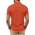 thumbnail image 5 of Domzest Mens Big & Tall Polo Shirt Short Sleeve Button Up Lapel Collar Quick Dry Golf Top Classic Breathable Solid Work Shirts Orange 3XL, 5 of 9