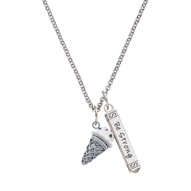 Delight Jewelry Silvertone 3D Resin Vanilla Ice Cream Cone with