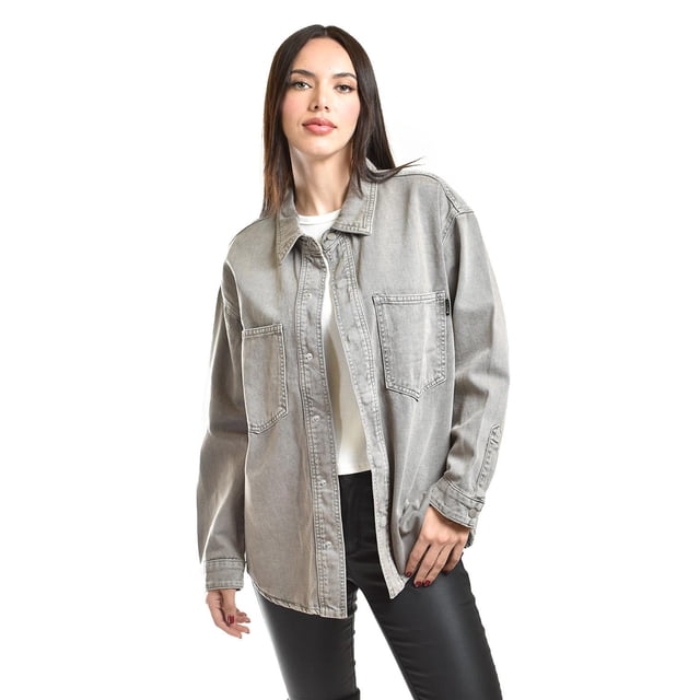 Chamarra oversized de mezclilla /Juvenil, 6829 (Gris) gris M