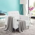 thumbnail image 2 of Contemporary Modern Urban Designer Living Room Lounge Club Lobby Accent Side Chair Armchair, Faux Vinyl Leather, White, 2 of 5