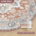 thumbnail image 2 of 6'x6' Round Area Rugs, Machine Washable Non Slip Area Rug for Living Room, Soft Low Pile Vintage Print Pattern Indoor Bedroom Thin Carpet, Brick Red, 2 of 5