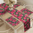 thumbnail image 2 of Ambesonne Hawaii Table Runner & Placemats, Polka Dots Hibiscus, Placemat 4 pcs + Runner 14"x72", Magenta Fern Green Black, 2 of 2