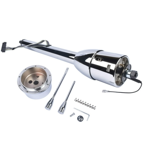 Mustrod Chrome 28" Tilt Street Rod Floor Shift Manual Steering Column with Adapter No Key Universal