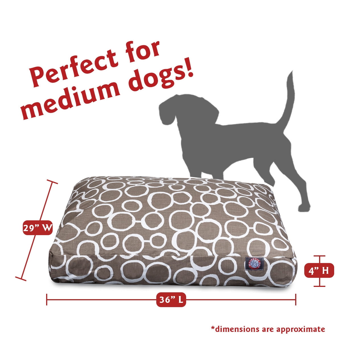 Majestic Pet | Fusion Rectangle Pet Bed For Dogs, Removable Cover, Mocha, Medium