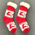 thumbnail image 1 of Chaussettes de Sol Automne et Hiver pour Femmes Plus Velours Épaissies Chaussettes de Sommeil de Noël Bas de compression Rouges, 1 of 4