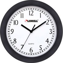 Lorell 9" Round Profile Wall Clock - Analog - Quartz - White Main Dial - Black/Plastic Case | Bundle of 5 Each