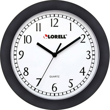 Lorell 9 Round Profile Wall Clock - Analog - Quartz - White Main Dial - Black/Plastic Case | Bundle of 5 Each