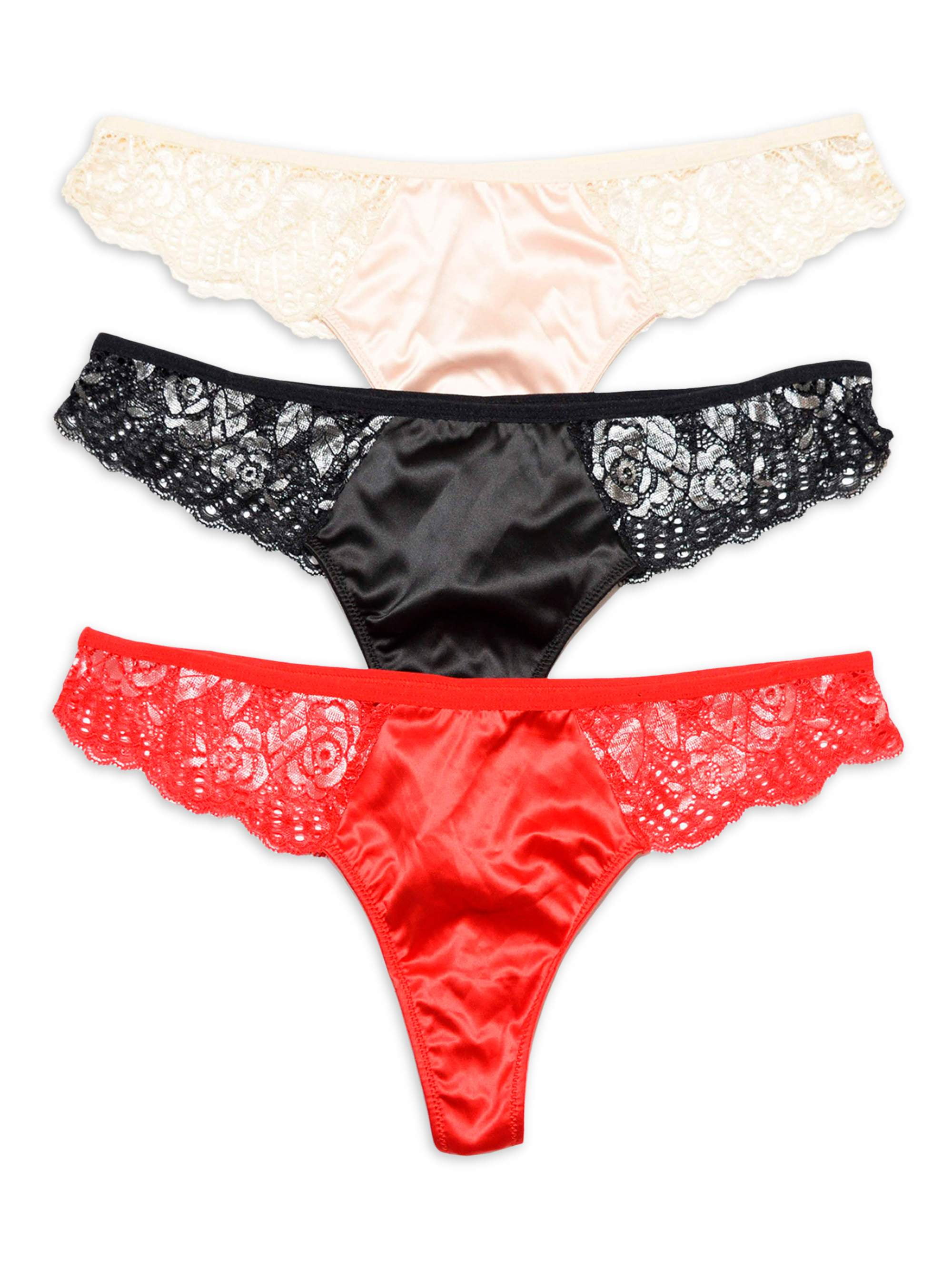 BCBGMAXAZRIA Women\u0026#39;s Micro \u0026 Lace Thong Panties, 3-Pack - Walmart.com