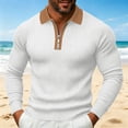 thumbnail image 5 of Kvture Men's Knit Golf Shirts Business Casual 1/4 Zip Collar Tshirt Summer Tee Long Sleeve Classic Color Block Tees White Pullover XXXL, 5 of 5