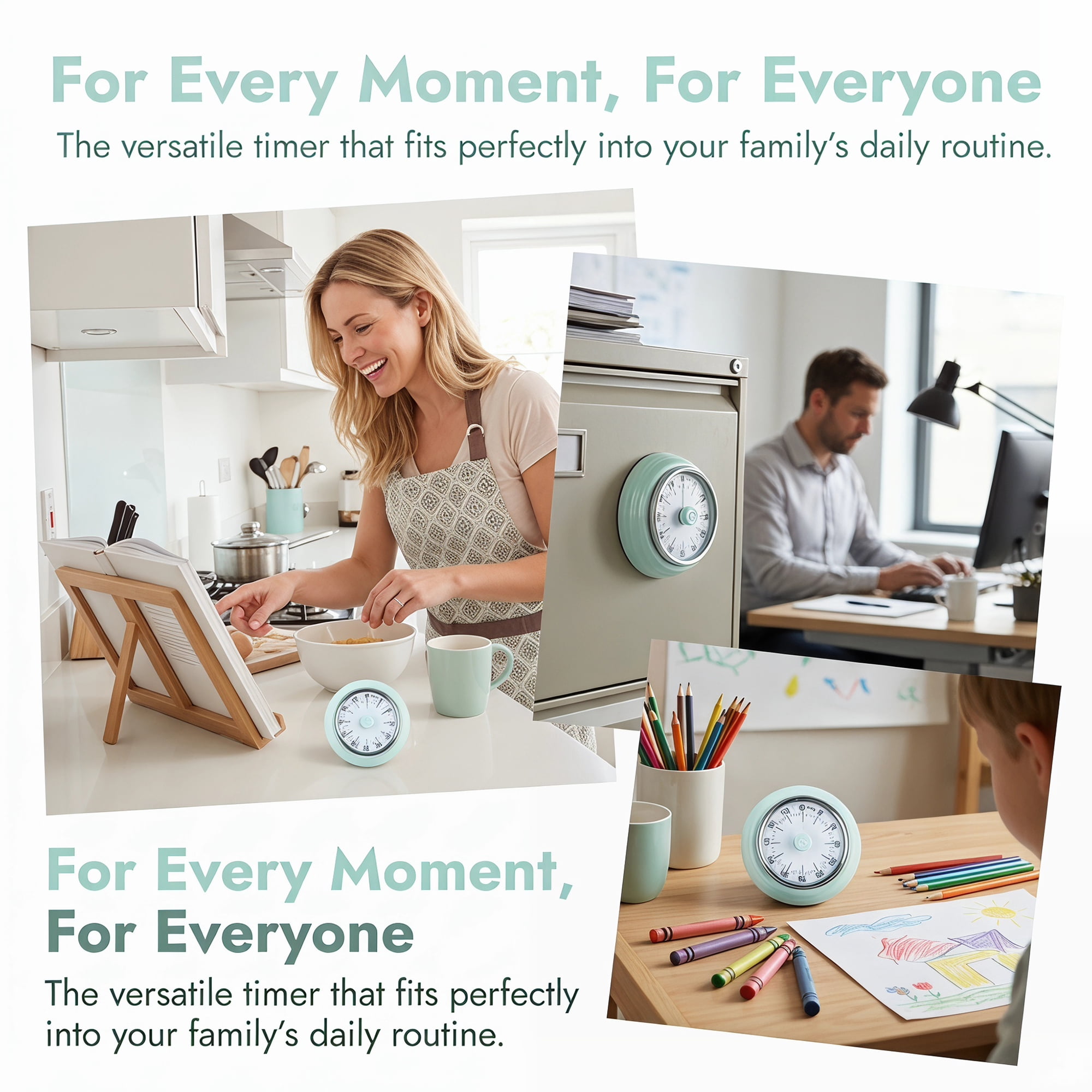 Unique Bargains Loud Alarm Magnetic Backing Timer for Cooking Green
