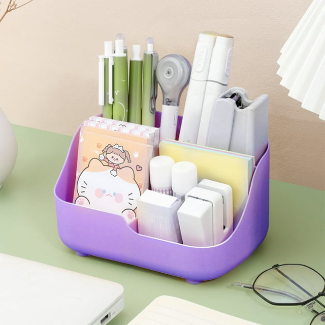 Organizador multifuncional pequeño para escritorio, bandeja para accesorios de oficina en casa, soporte para útiles de arte escolar, compartimento para bolígrafos, lápices y pinceles, contenedor de al