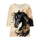 thumbnail image 2 of TaTaai Womens Spring Summer V Neck 3/4 Sleeve Printed Tops Loose Casual Pullover Blouses Soft Lightweight Daily Streetwear Outfits Gift, 2 of 5