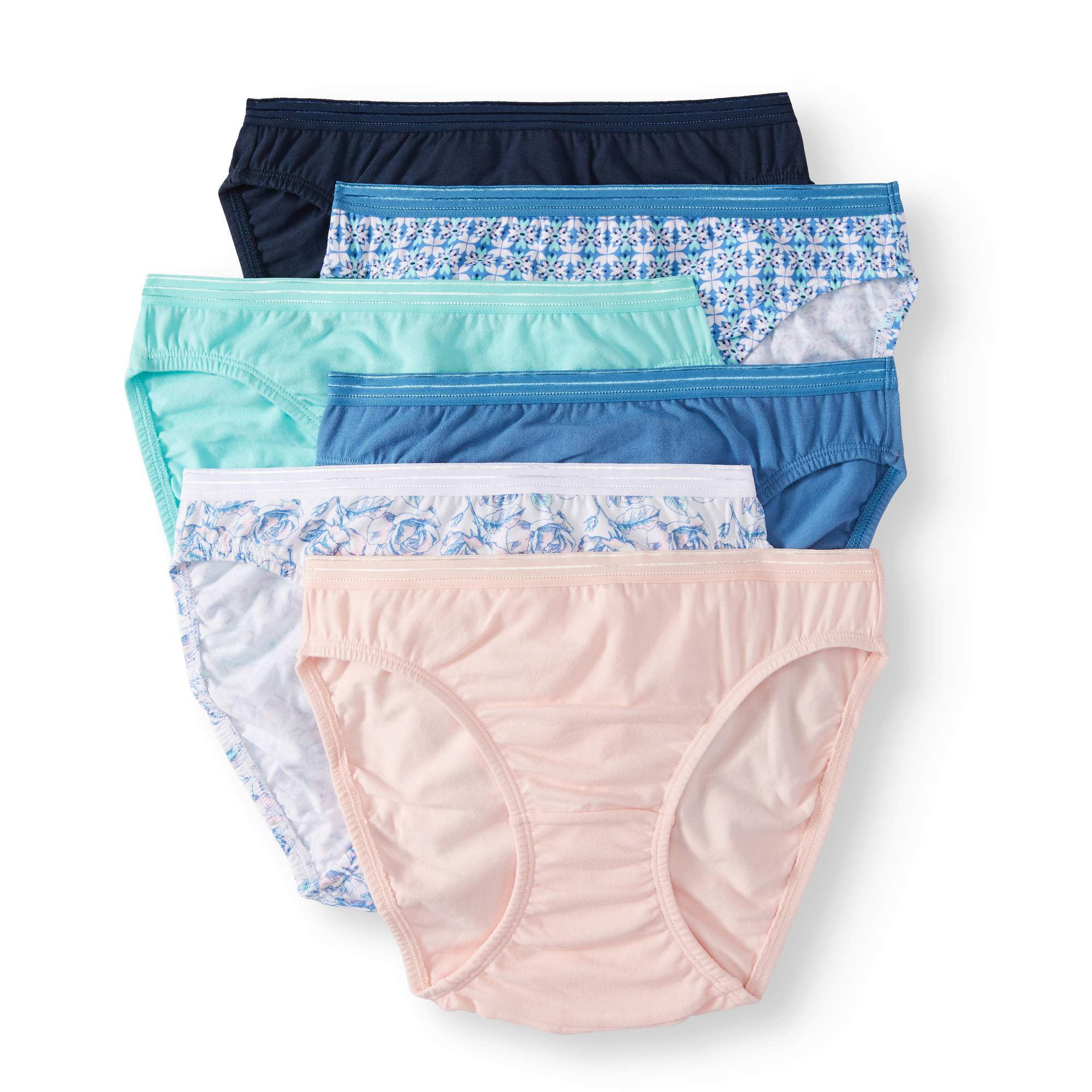 Essentials Womens Plus-Size 6-Pack Cotton Stretch Bikini Panty