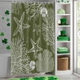 thumbnail image 4 of Shower Curtain, Green Ocean Abstract Starfish Waterproof Shower Curtain Set with Hooks for Bathroom Showers,Stalls and Bathtubs,36x72In Seaside Coral Shell, 4 of 9