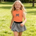thumbnail image 6 of Amidoa Girls 2 Piece Outfits Summer Clothes Sleeveless Solid Color Cute Tank Top T-Shirt and Casual Shorts Kids Clothing Sets Orange Size 2T, 6 of 9