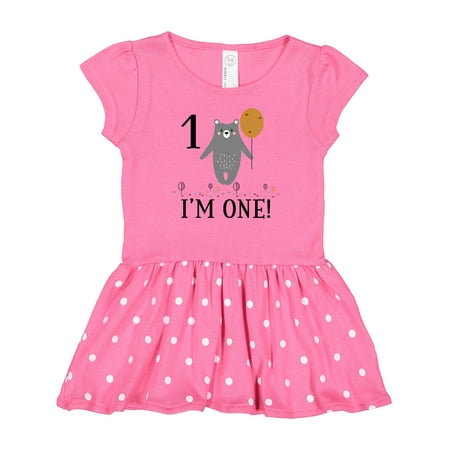 

Inktastic 1st Birthday Woodland Bear 1 Year Old Gift Baby Girl Dress