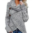 thumbnail image 1 of KZKR Womens Long Sleeve Button Sweaters Pullover Cowl Neck Casual Knitted Wrap Lightweight Sweaters Jumper, 1 of 3