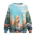 thumbnail image 4 of HELLHERO Capybara Flower Print Sweatshirt for Women Soft Crewneck Loose Fitting Pullover Tops Casual Long Sleeve Sweatshirt Size XXXL, 4 of 7