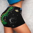 thumbnail image 4 of Honeii Space Dino Cartoon Black Print Women's Workout Shorts, Gym Shorts for Active Wear, Sports Shorts,Women's Running Shorts,Quick Dry Athletic Shorts-Small, 4 of 8