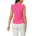 thumbnail image 3 of INSPIRE CHIC Women's Sleeveless Blouse Ruffled Pleated Wear-to-Work Chic Blouse M Neon Pink, 3 of 6