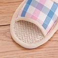 thumbnail image 3 of Pantuflas de lino a cuadros para las cuatro estaciones, ultrafinas, de algodón, para amantes del hogar, interiores, suelo de madera antideslizante para hombres y mujeres, 3 of 5