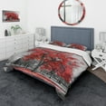 thumbnail image 1 of Designart 'Big Red Tree on Foggy Day' Traditional Bedding Set - Duvet Cover & Shams, 1 of 4