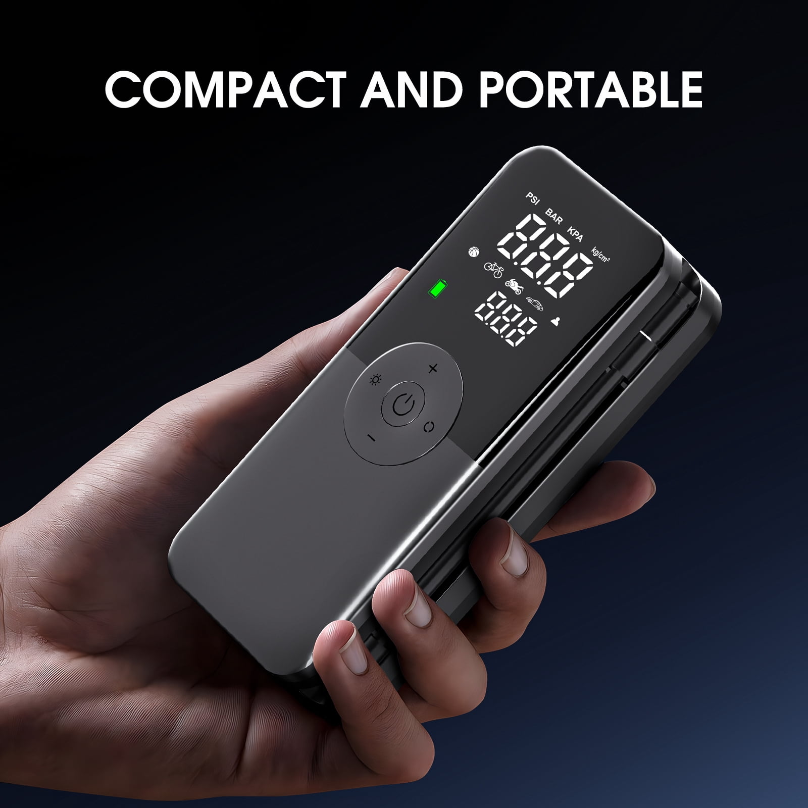 CARSUN Cordless Tire Inflator Portable Air Compressor,5200mAH Portable Air Pump with Digital Dual Screen,Suitable for Car,Motorcycles,Bicycles