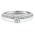 thumbnail image 3 of Gem Stone King 925 Silver and 10K Yellow Gold Lab Grown Diamond Engagement Ring for Women | 0.35 Cttw | Round 3.5MM | Gemstone Birthstone | DEF Color | VVS-VS Clarity | Available in Size 5,6,7,8,9, 3 of 6