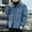 #415-Blue, variant on Handshe Men's Casual Solid Color Puffer Coat, Warm Winter Stand Collar Long Sleeve Jacket with Zip Pockets and Button Details for Outdoor Activities and Daily Winter Wear,Plus Size