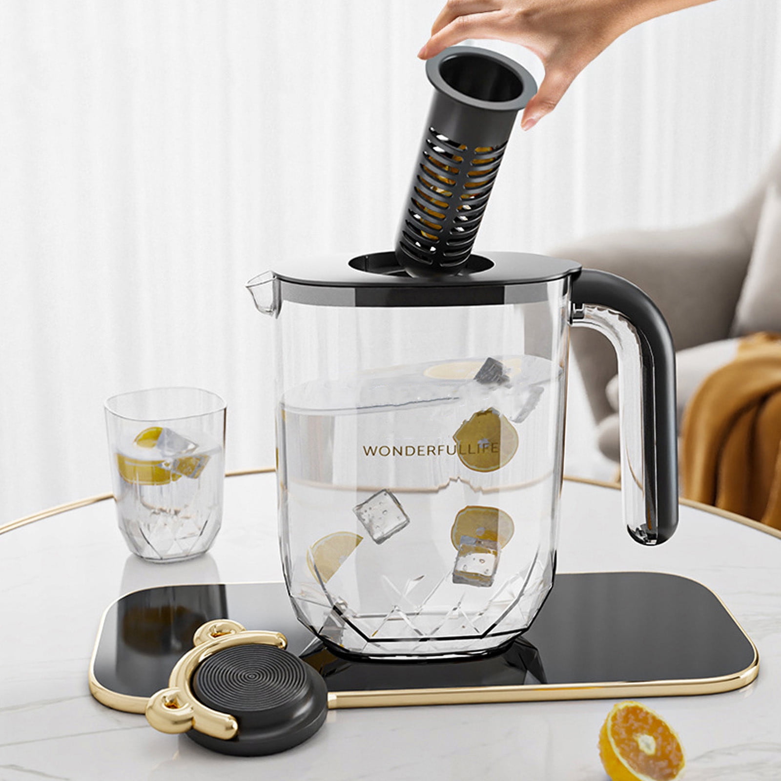 Carafe Eau Verre Pichet En Verre De 1,5 L, Cruche En Verre Avec Couvercle, Carafe D'eau En Verre Borosilicate, Grande Carafe Résistante à La Chaleur Pour Réfrigérateur, Glacé Te Pichet En Verre