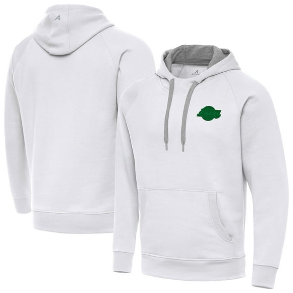 Men's Antigua White Los Angeles Lakers St. Patrick's Day Victory Raglan Pullover Hoodie