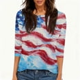 thumbnail image 4 of Womens 250th Anniversary USA Shirts 3/4 Sleeve Tshirts Loose American Flag Print Pullover Independence Day Patriotic Tops 4th of July Celebration Party Round Neck 1776-2026 Blouses Dark Blue L, 4 of 5