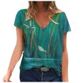 thumbnail image 2 of Teissuly Plus Size Women Short Sleeve Printed V-Neck Tops Tee T-Shirt Blouse, 2 of 4