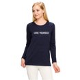 thumbnail image 3 of ZAMONG Women's Graphic T-Shirt Long Sleeve Crewneck Printed Love Yourself, 3 of 3