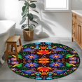 thumbnail image 3 of Round Rugs 4Ft, Mexican Flower Round Area Rug Washable Indoor Throw Carpet, Abstract Colorful Floral Leaf Plant Soft Non Slip Circle Rug for Kitchen Nursery Room Home Decor Aesthetic, 3 of 8
