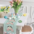 thumbnail image 5 of Happy Easter Cotton Linen Table Runners Vintage Farm Trucks Colorful Eggs Dresser Scarf Non-Slip Green Gingham Plaid Pattern Tablecloth for Farmhouse Home Dining,Spring Holiday 13x90 in, 5 of 6