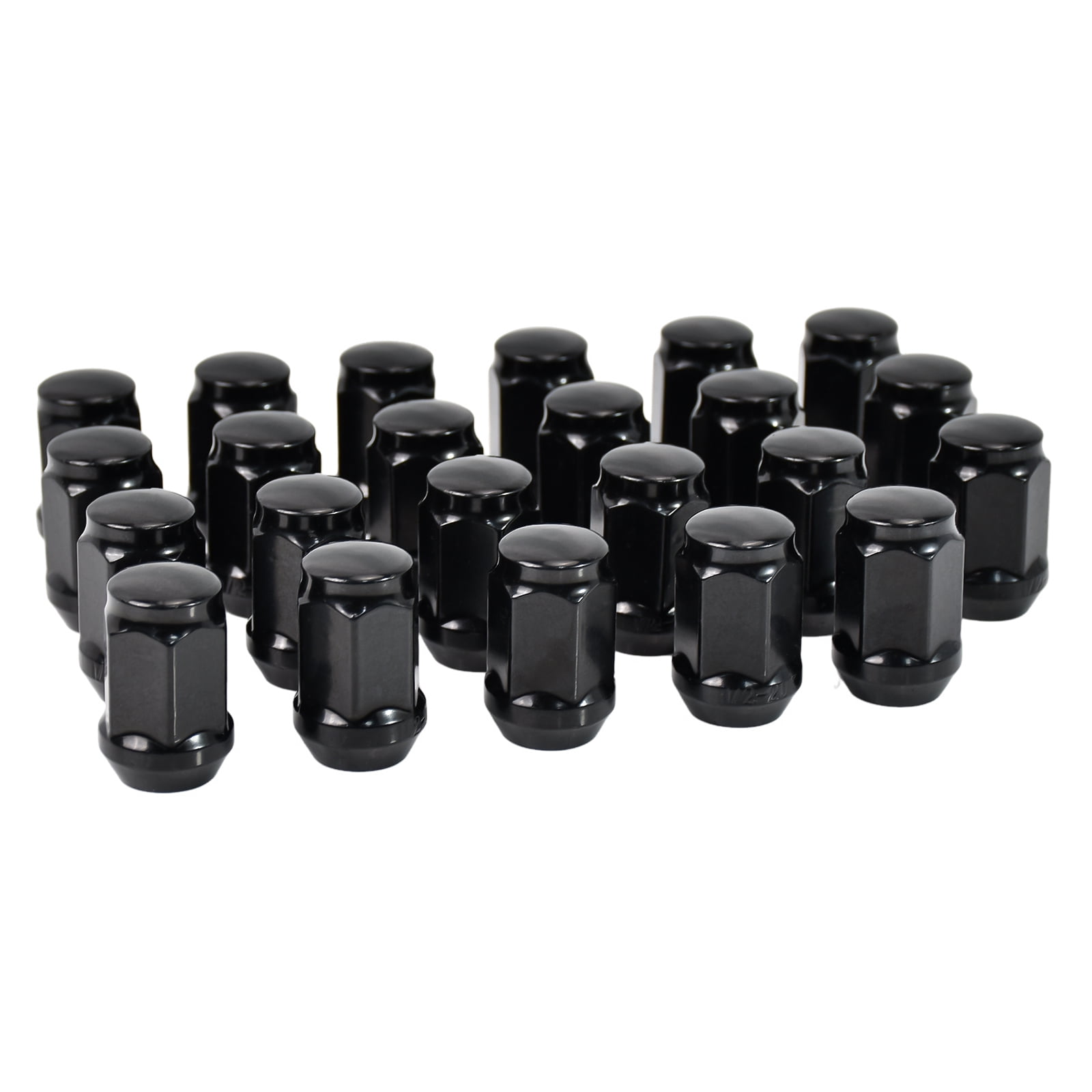 Hex Autoparts (23pcs) 1/2x20 Black Lug Nuts Bulge Acorn Closed End for Jeep Wrangler JK TJ YJ CJ